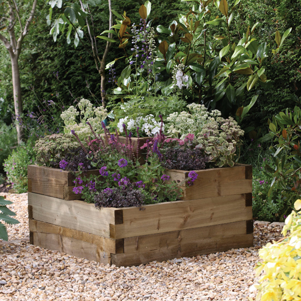 Forest Garden Caledonian 90cm x 90cm Wooden Raised Flower Bed 60cm H X 90cm W X 90cm D